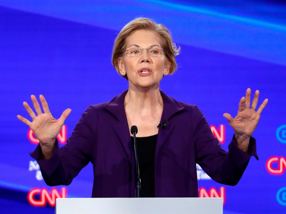 PHOTO: DemoDemocratic presidential hopeful Elizabeth Warren speaks during the fourth Democratic primary debate at Otterbein University in Westerville, Ohio, Oct. 15, 2019.