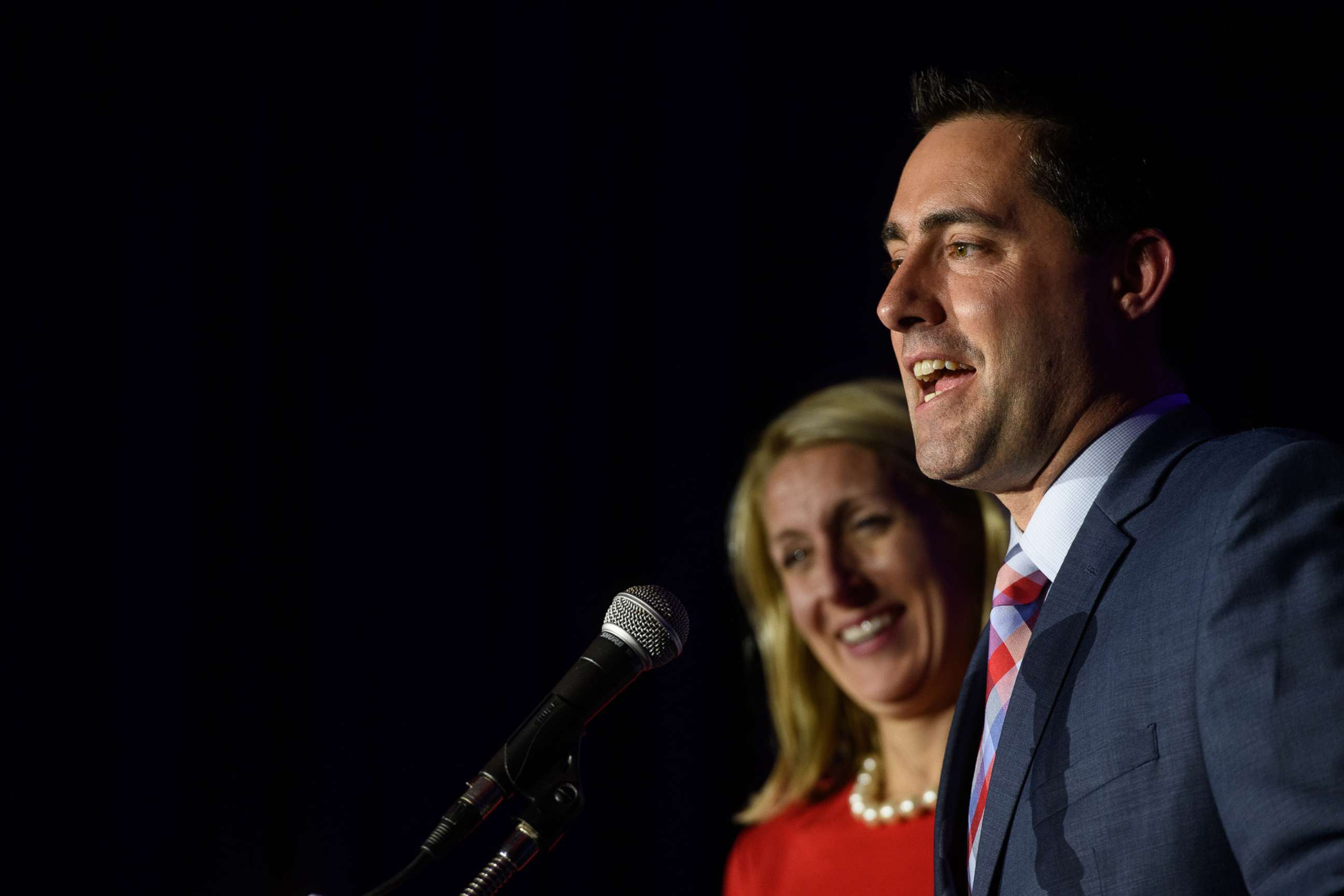 PHOTO: Frank LaRose gives his victory speech after winning the election for Ohio Secretary of State on Nov. 6, 2018, in Columbus, Ohio.