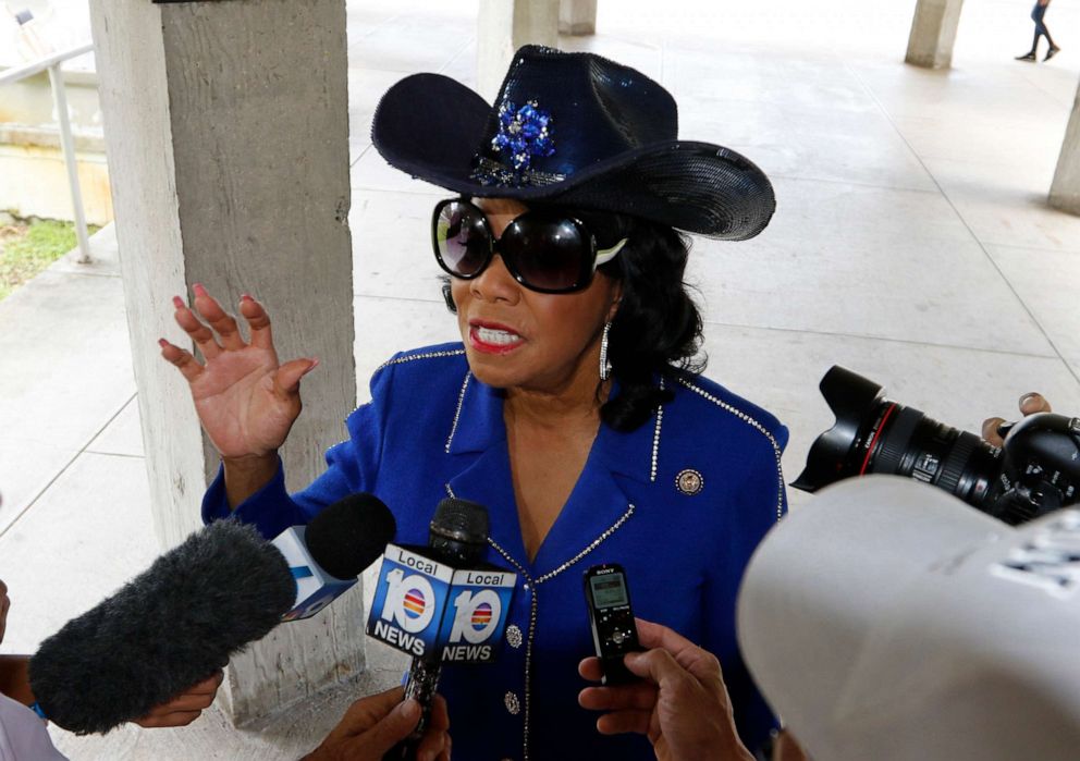 PHOTO: Rep. Frederica Wilson speaks about the death of Sgt. La David Johnson before attending a Congressional field hearing on nursing home preparedness and disaster response October 19, 2017 in Miami.