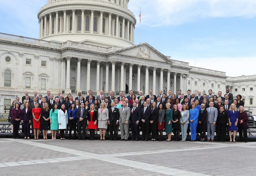 PHOTO: Member-elects of the 116th Congress stand for a group photo outside the U.S Capitol in Washington, D.C., on Nov. 14, 2018.