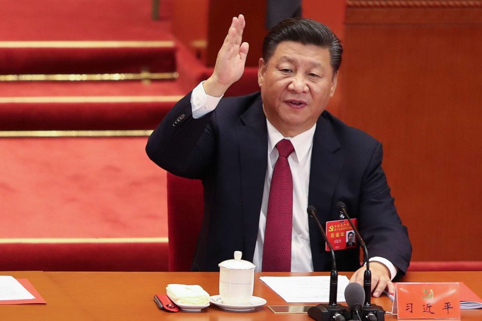 PHOTO: Chinese President Xi Jinping votes at the closing of the 19th Communist Party Congress at the Great Hall of the People on Oct. 24, 2017 in Beijing, China. 