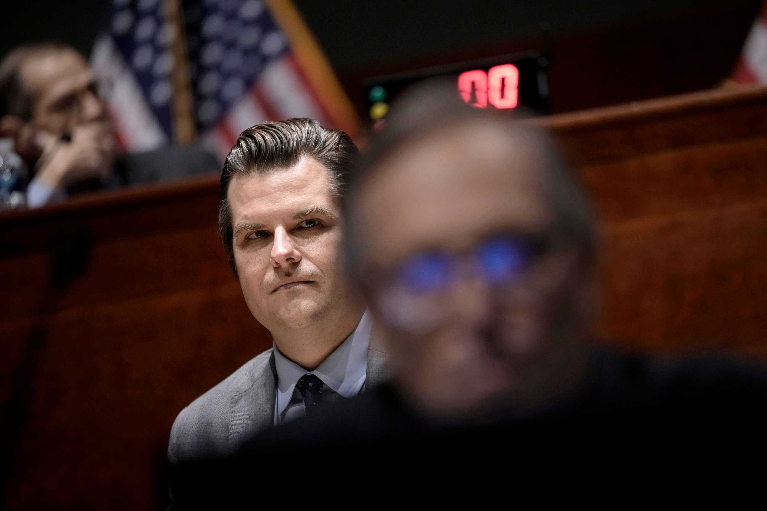 PHOTO: Rep. Matt Gaetz listens during a House Judiciary Committee oversight hearing on Capitol Hill, June 10, 2021, in Washington, D.C.