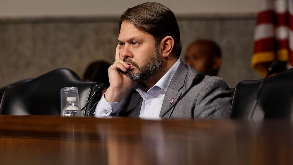 PHOTO: Helsinki Commission member Rep. Ruben Gallego listens to testimony on Capitol Hill on Dec. 13, 2022 in Washington, D.C.