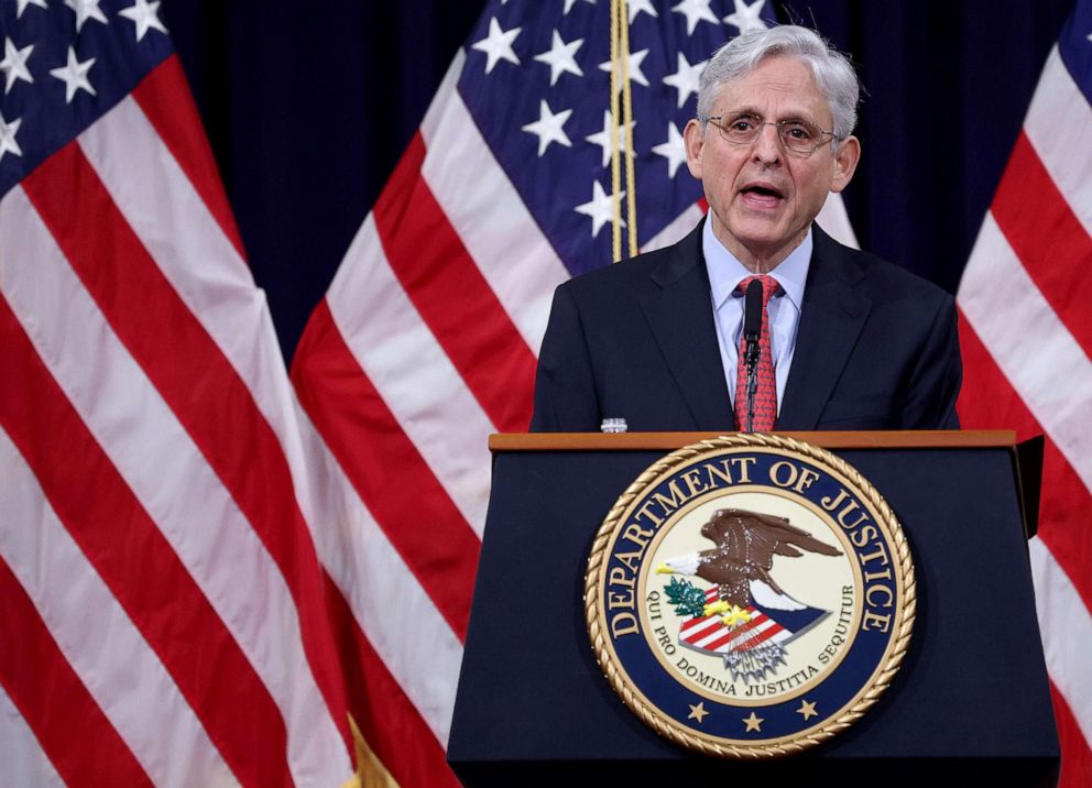 PHOTO: Attorney General Merrick Garland speaks during an event at the Justice Department, June 15, 2021, in Washington, D.C.