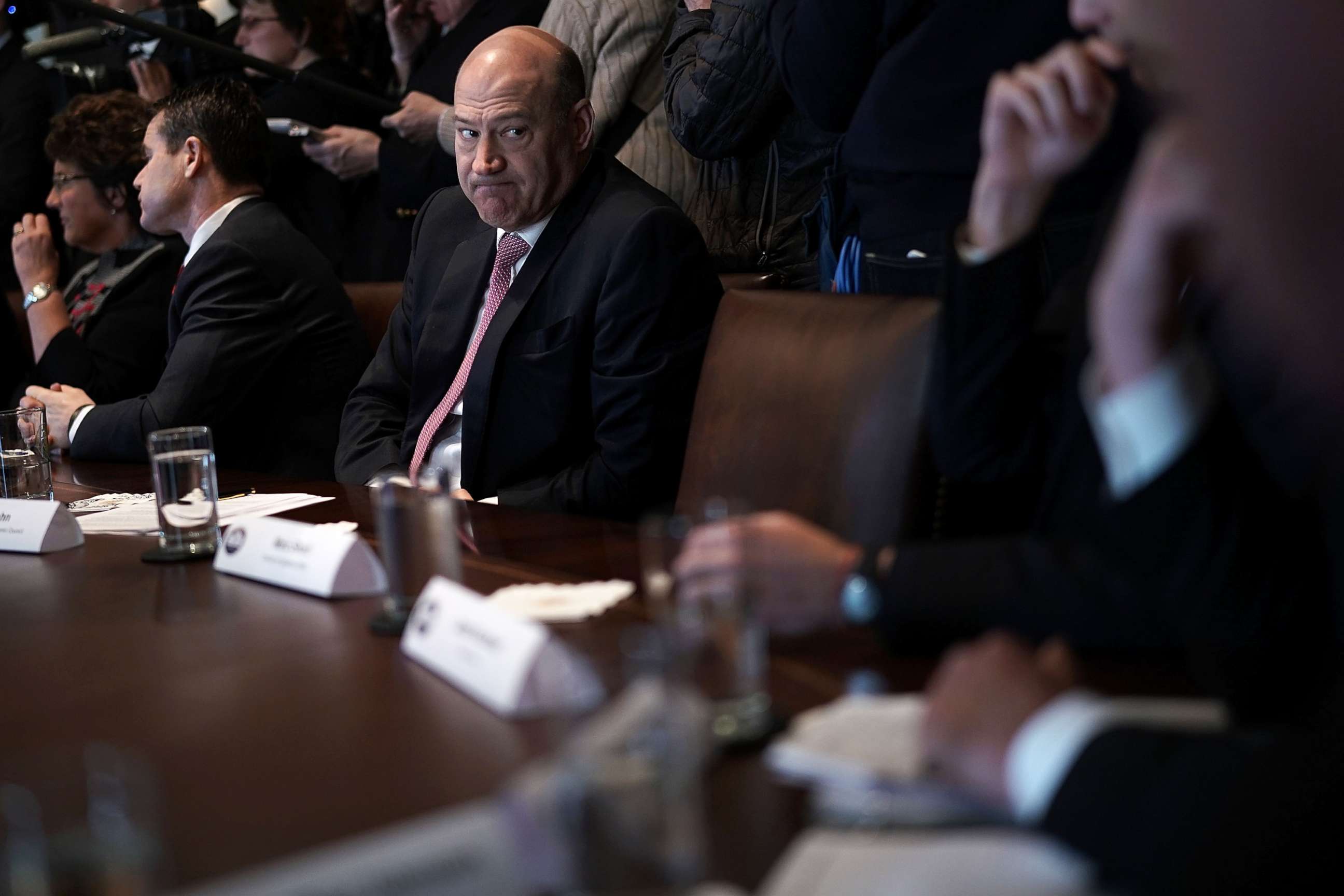 PHOTO: Director of the National Economic Council Gary Cohn listens during a meeting between President Donald Trump and congressional members in the Cabinet Room of the White House, Feb. 13, 2018 in Washington.