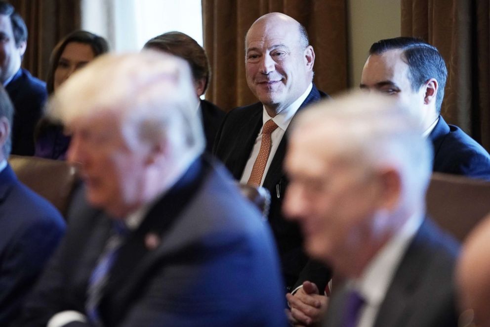 PHOTO: Gary Cohn listens as President Donald Trump speaks during a Cabinet meeting in the Cabinet Room of the White House, March 8, 2018, in Washington, D.C.