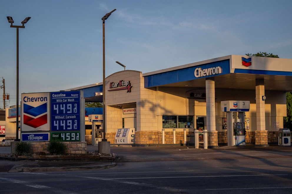 PHOTO: A Chevron gas station is seen, July 5, 2022, in Houston.