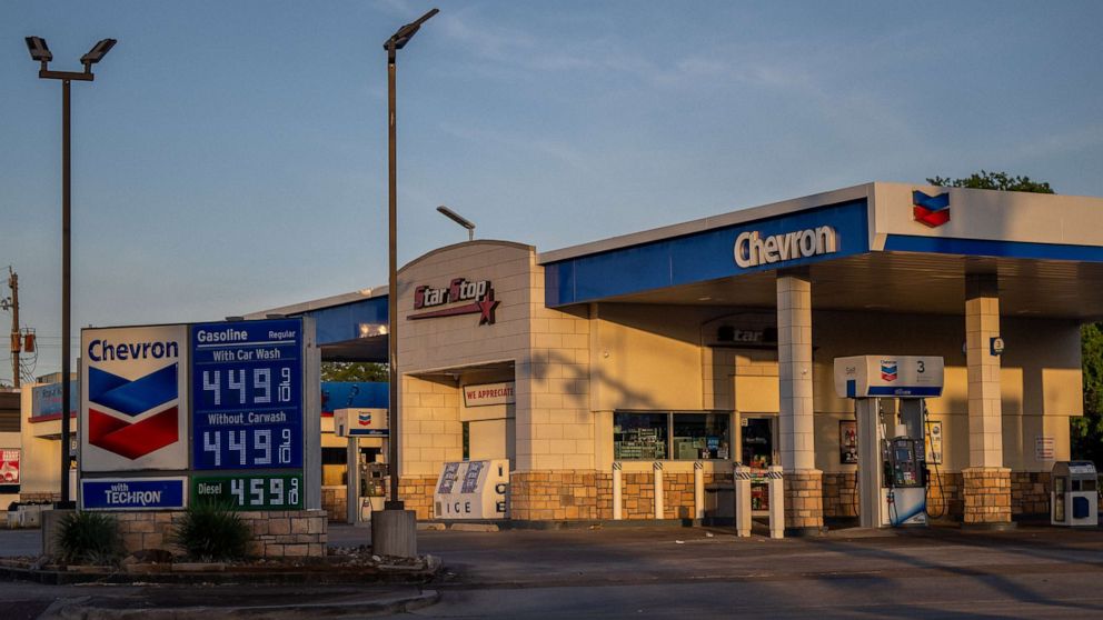 A Chevron gas station is seen, July 5, 2022, in Houston.