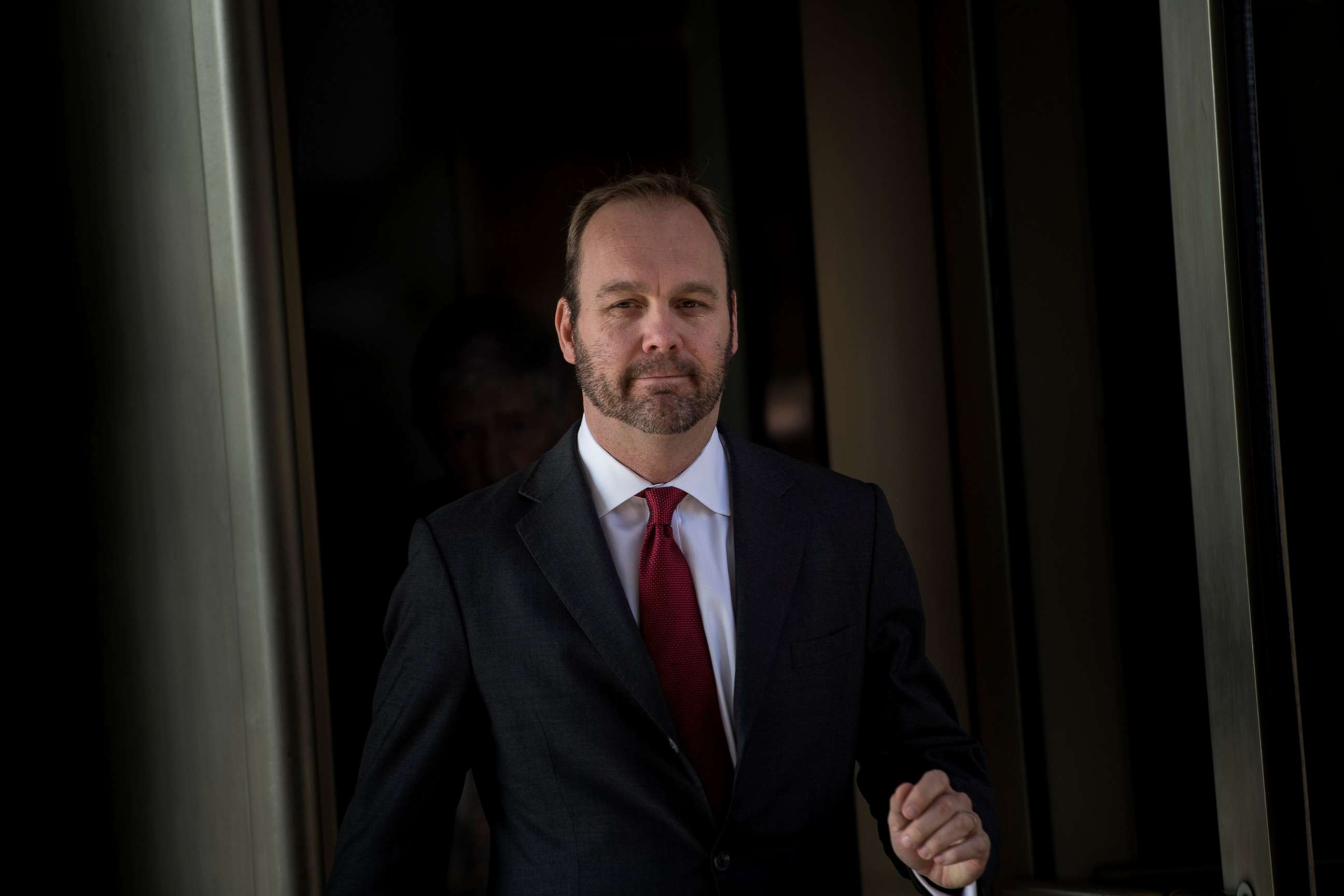 PHOTO: Former Trump campaign official Rick Gates leaves Federal Court, Dec. 11, 2017, in Washington, D.C.
