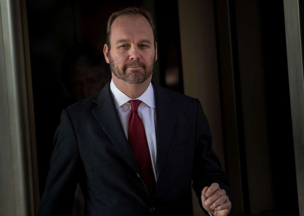 PHOTO: Former Trump campaign official Rick Gates leaves Federal Court, Dec. 11, 2017, in Washington, D.C.
