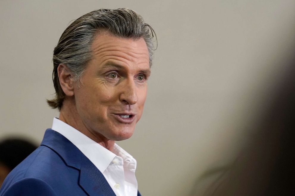 PHOTO: Gov. Gavin Newsom speaks at a news conference in Sacramento, Calif., on March 16, 2023.