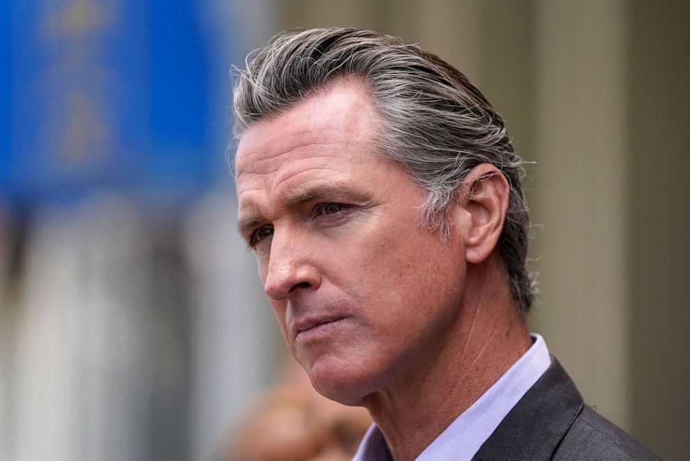 PHOTO: In this June 3, 2021, file photo, California Gov. Gavin Newsom listens to questions during a news conference in San Francisco.