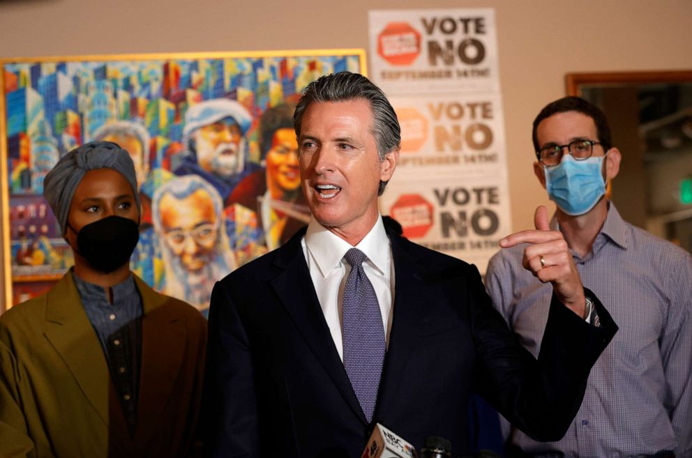 California Gov. Gavin Newsom speaks during a news conference at Manny's on Aug. 13, 2021 in San Francisco.