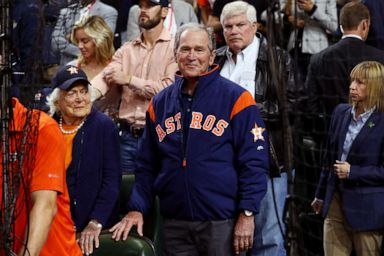 PHOTO: In this file photo, former President George W. Bush walks out onto the field prior to Game 5 of the 2017 World Series between the Los Angeles Dodgers and the Houston Astros at Minute Maid Park, October 29, 2017 in Houston.