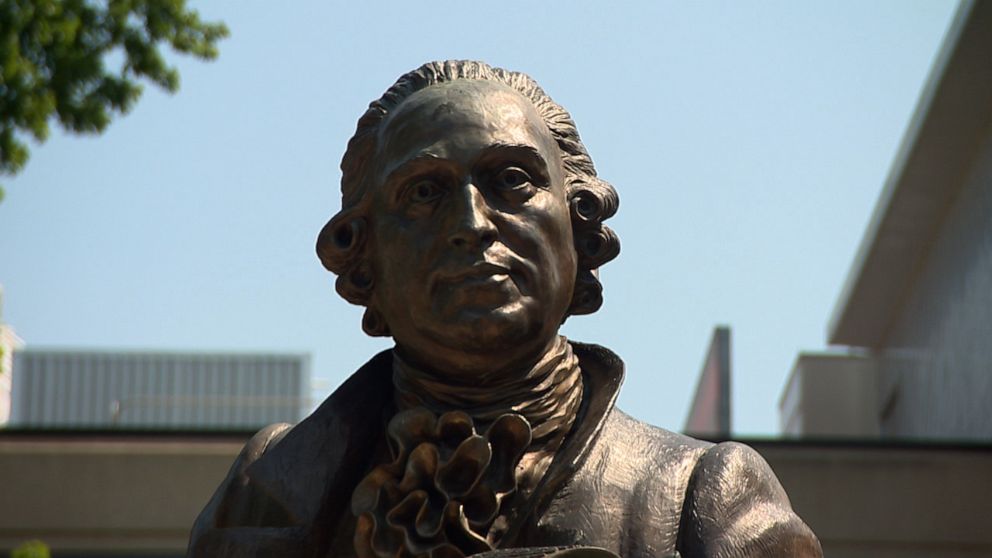 PHOTO: A statue of George Mason on the campus of the Virginia public university that bears his name will soon be part of a larger memorial to the people he enslaved.