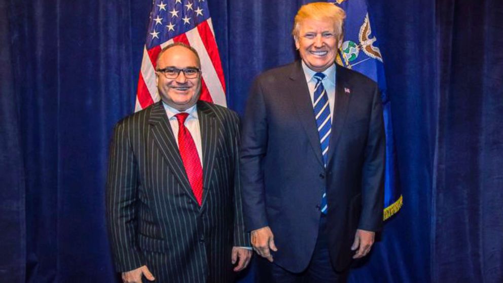 PHOTO: In this Oct. 25, 2017, photo acquired by The Associated Press, George Nader poses backstage with President Donald Trump at a Republican fundraiser in Dallas.