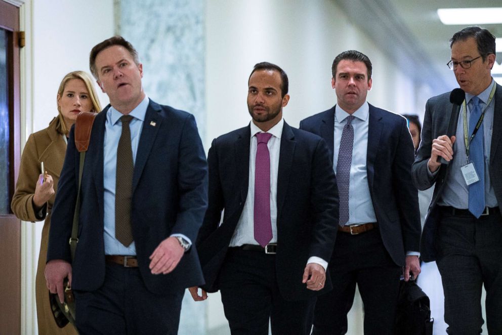 PHOTO: Former Trump campaign aide George Papadopoulos arrives to give a voluntary, transcribed interview behind closed doors before House Oversight and Judiciary Committee, on Capitol Hill, in Washington, Oct. 25, 2018.