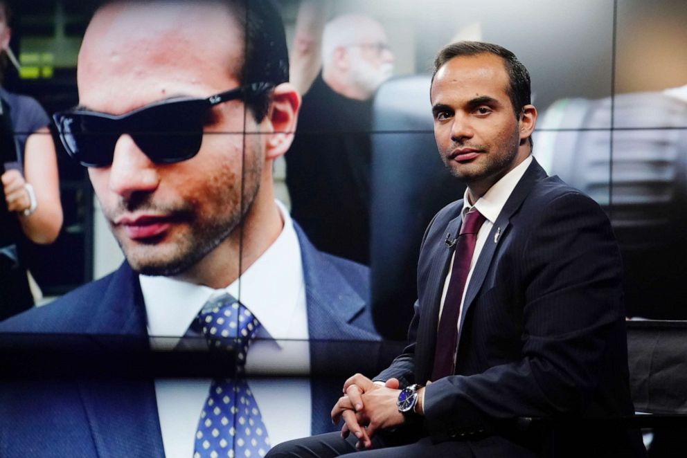 PHOTO: George Papadopoulos, a former member of the foreign policy panel to Donald Trump's 2016 presidential campaign, poses for a photo before a TV interview in New York, March 26, 2019.
