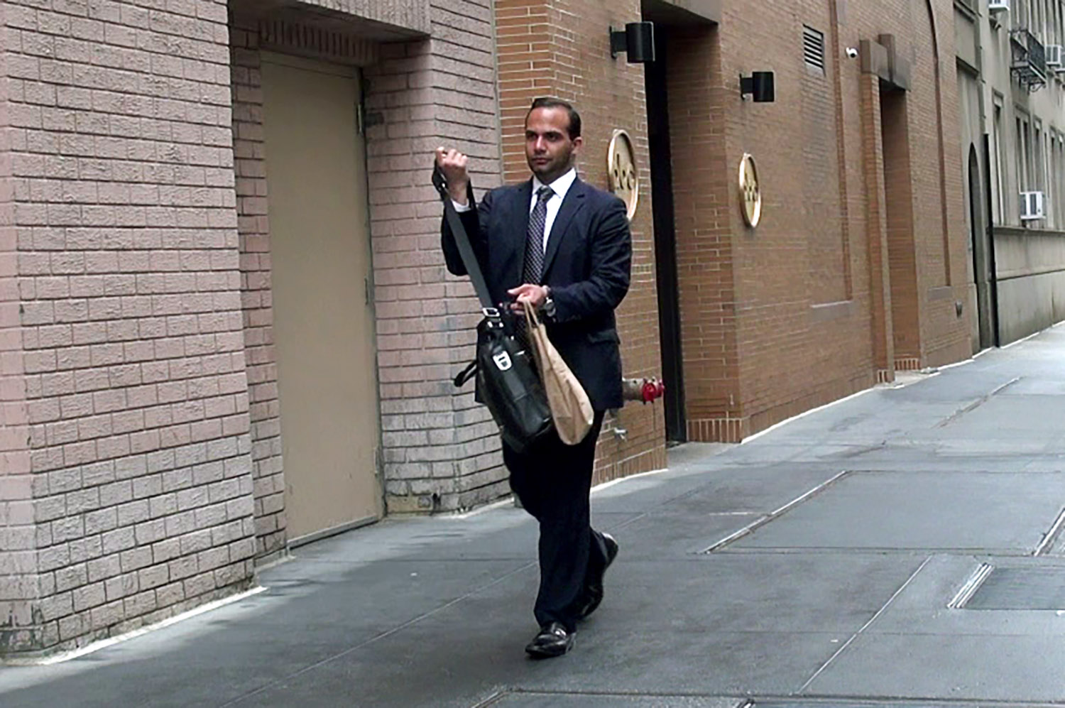 PHOTO: George Papadopoulos, a Trump campaign foreign policy adviser, seen here in April 2017 in New York City, pleaded guilty to making false statements to FBI agents.