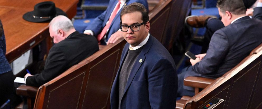 PHOTO: In this Jan. 5, 2023, file photo, Rep. George Santos looks on as the House of Representatives continues voting for new speaker at the U.S. Capitol, in Washington, D.C.