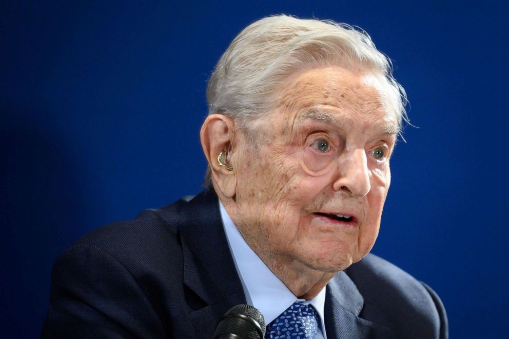 PHOTO: U.S. investor and philanthropist George Soros delivers a speech on the sidelines of the World Economic Forum annual meeting, on Jan. 23, 2020 in Davos, Switzerland.