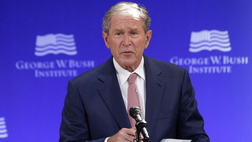 Former U.S. President George W. Bush speaks at a forum sponsored by the George W. Bush Institute in New York City, Oct. 19, 2017. 