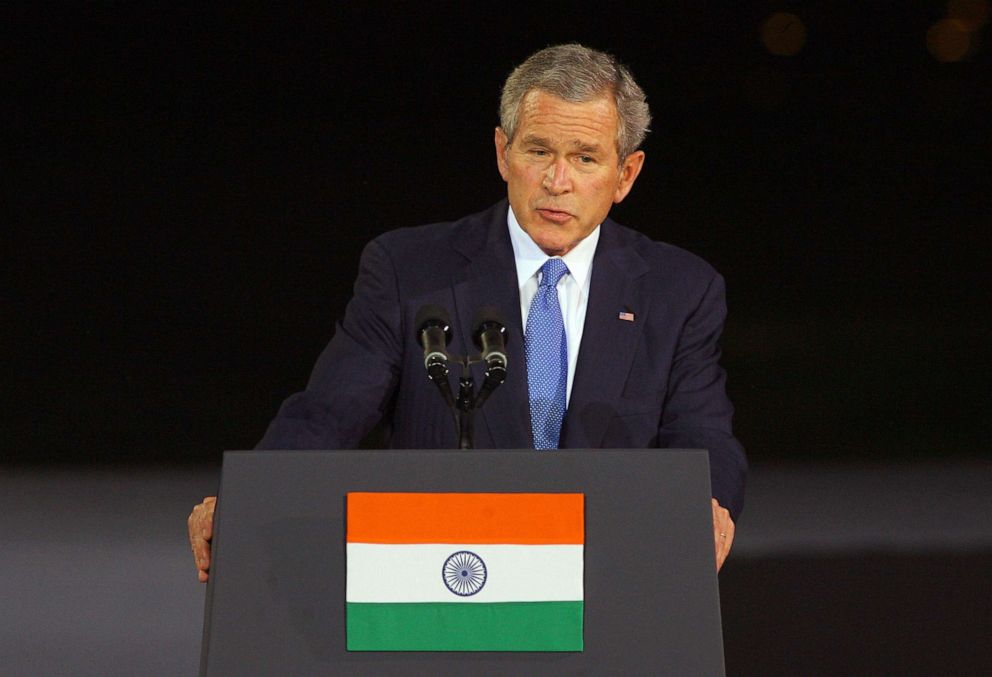 PHOTO: President George W. Bush delivers a speech at Purana Quila, a 16th century fort, in front of leading Indian businessmen and politicians in New Delhi, March 3, 2006.