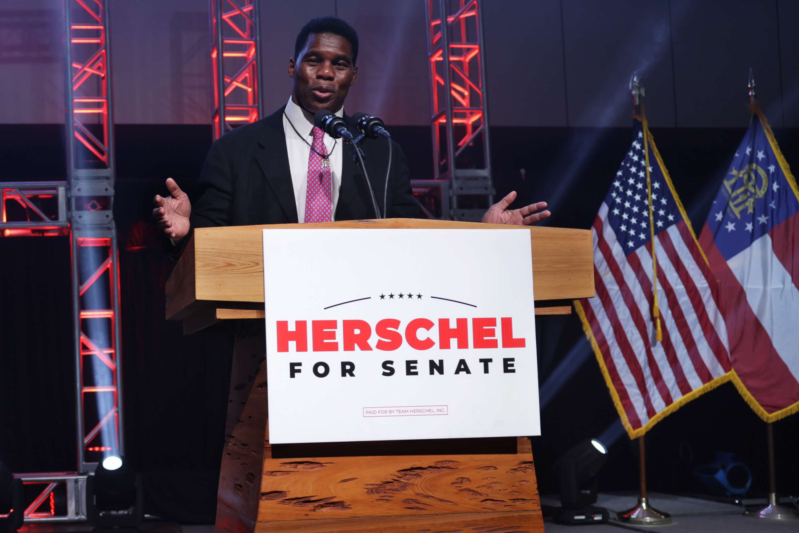 PHOTO: Georgia Republican Senate candidate Herschel Walker delivers his concession speech during an election night event, Dec. 6, 2022, in Atlanta.
