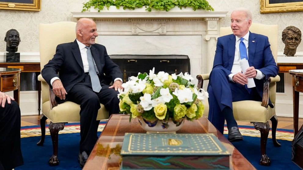 PHOTO: President Joe Biden meets with Afghan President Ashraf Ghani in the Oval Office of the White House in Washington, June 25, 2021.