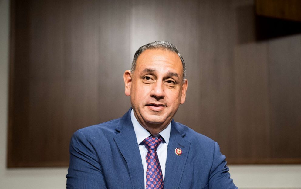 PHOTO: Rep. Gil Cisneros arrives for the start of the Senate Veterans Affairs Committee and House Veterans Affairs Committee joint hearing, March 7, 2019.