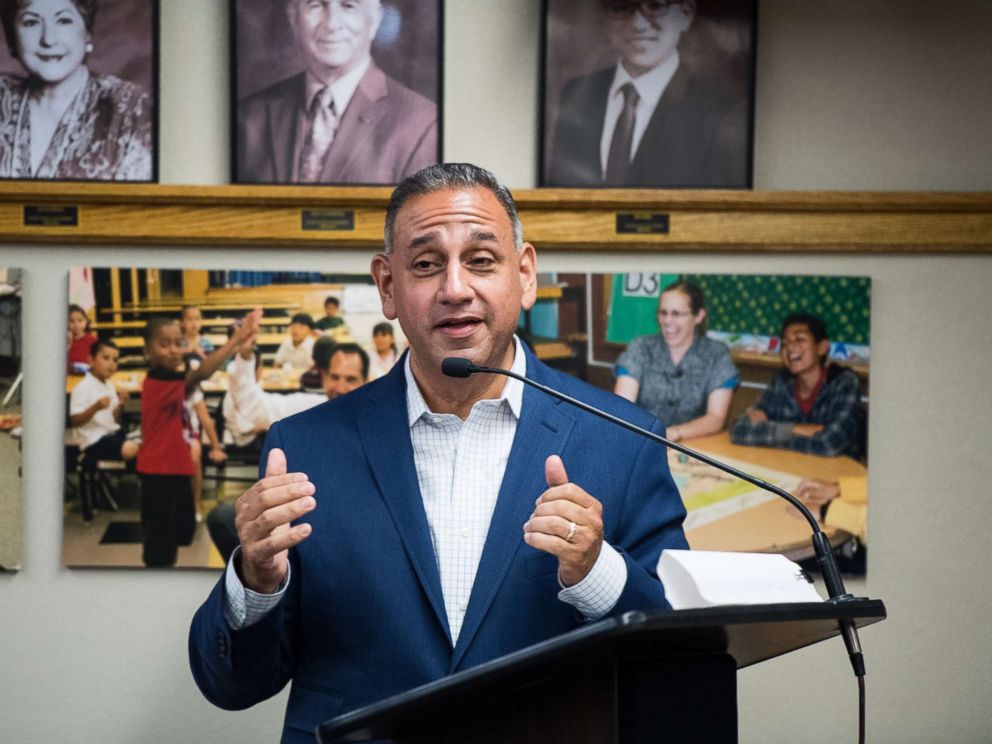 PHOTO: Gil Cisneros, Democrat running for Californias 39th Congressional district seat in Congress, speaks, May 21, 2018.