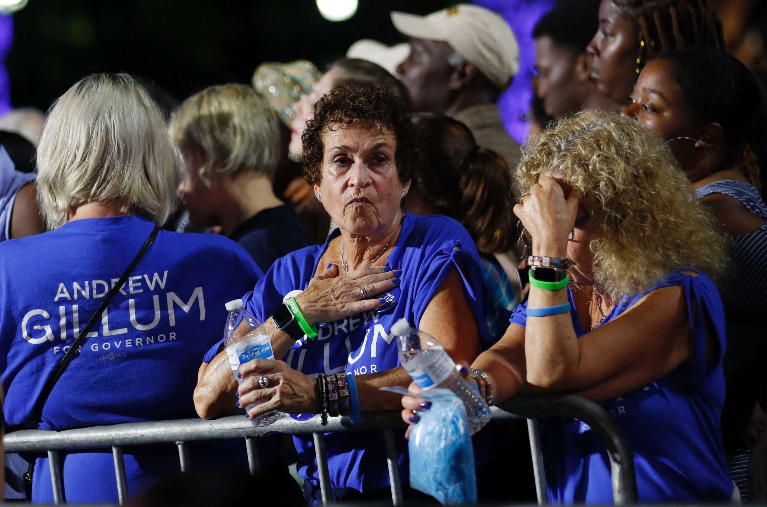 PHOTO: Supporters of Democratic gubernatorial candidate Andrew Gillum react at his midterm election night party in Tallahassee, Fla., Nov. 6, 2018.