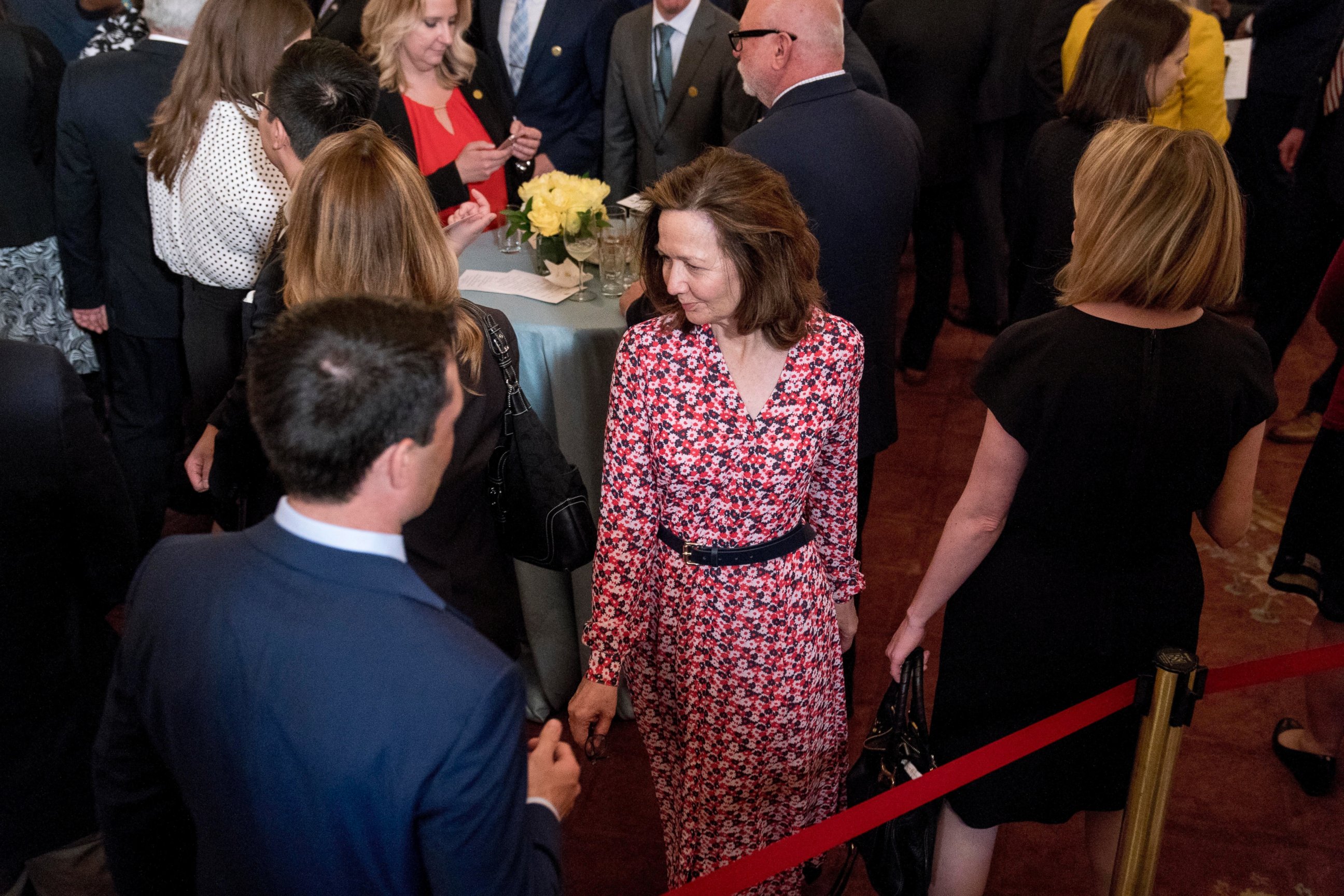 In this May 2, 2018, photo, CIA Director-nominee Gina Haspel attends the ceremonial swearing in for Secretary of State Mike Pompeo at the State Department in Washington.