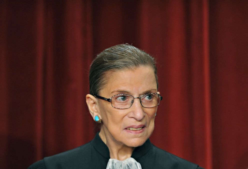 PHOTO: Supreme Court Justice Ruth Bader Ginsburg poses during a group photo in the East Conference Room of the Supreme Court, in Washington, Sept. 29, 2009.