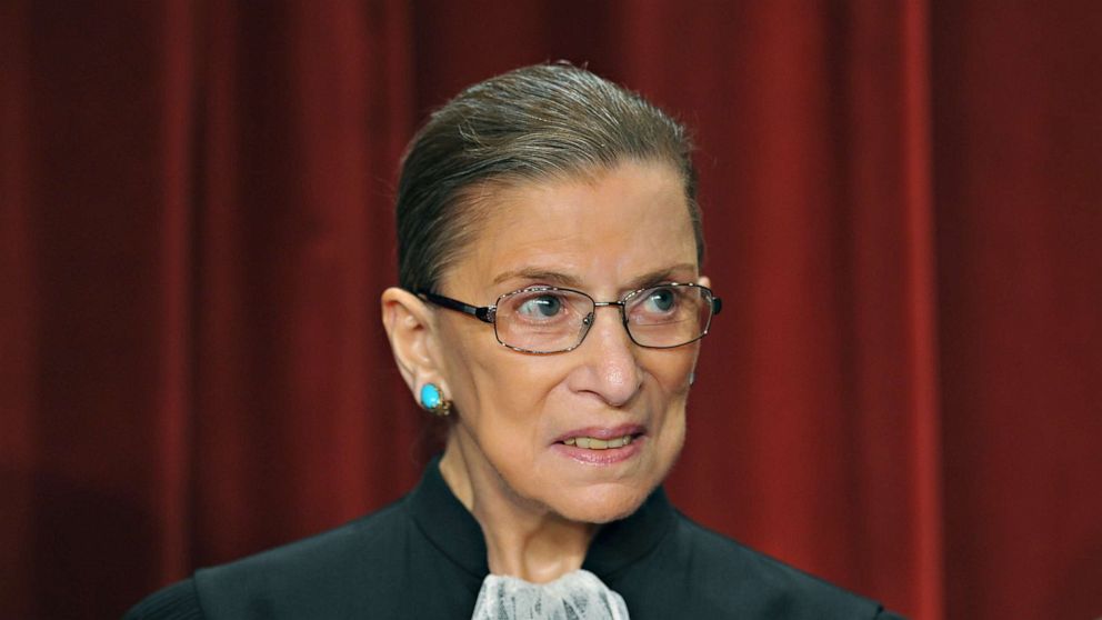 PHOTO: Supreme Court Justice Ruth Bader Ginsburg poses during a group photo in the East Conference Room of the Supreme Court, in Washington, Sept. 29, 2009.