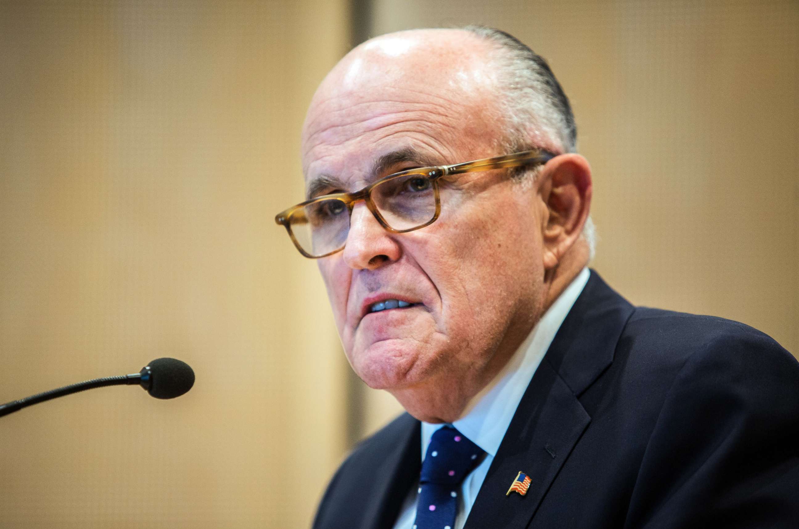 PHOTO: Former New York Mayor, Rudy Giuliani, attends a press conference of the Berlin Merchants and Industrialist Society (VBKI) in Berlin, Germany, 08 June 2016.