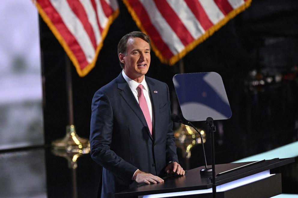 PHOTO: Virginia Governor Glenn Youngkin speaks during the first day of the 2024 Republican National Convention in Milwaukee, Wis., July 15, 2024.