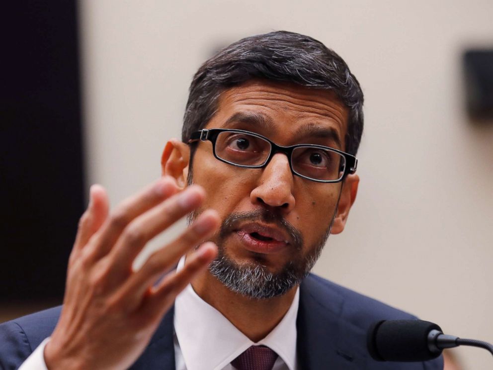 PHOTO: Google CEO Sundar Pichai testifies at a House Judiciary Committee hearing examining Google and its Data Collection, Use and Filtering Practices? on Capitol Hill in Washington, Dec. 11, 2018.