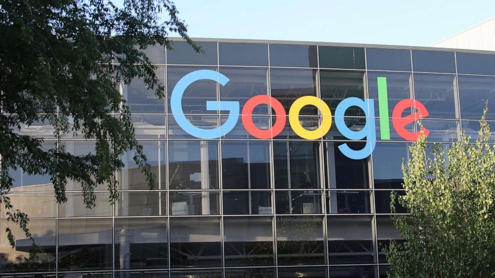 PHOTO: In this July 3, 2018, file photo, the logo of Google is shown on the facade of headquarters of the parent company Alphabet.