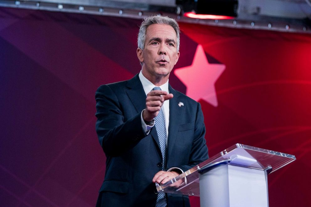 PHOTO: Republican presidential candidate and former U.S. Rep. Joe Walsh, R-Ill., speaks at a debate alongside former Massachusetts Gov. Bill Weld, hosted by Business Insider, Tuesday, Sept. 24, 2019, in New York.