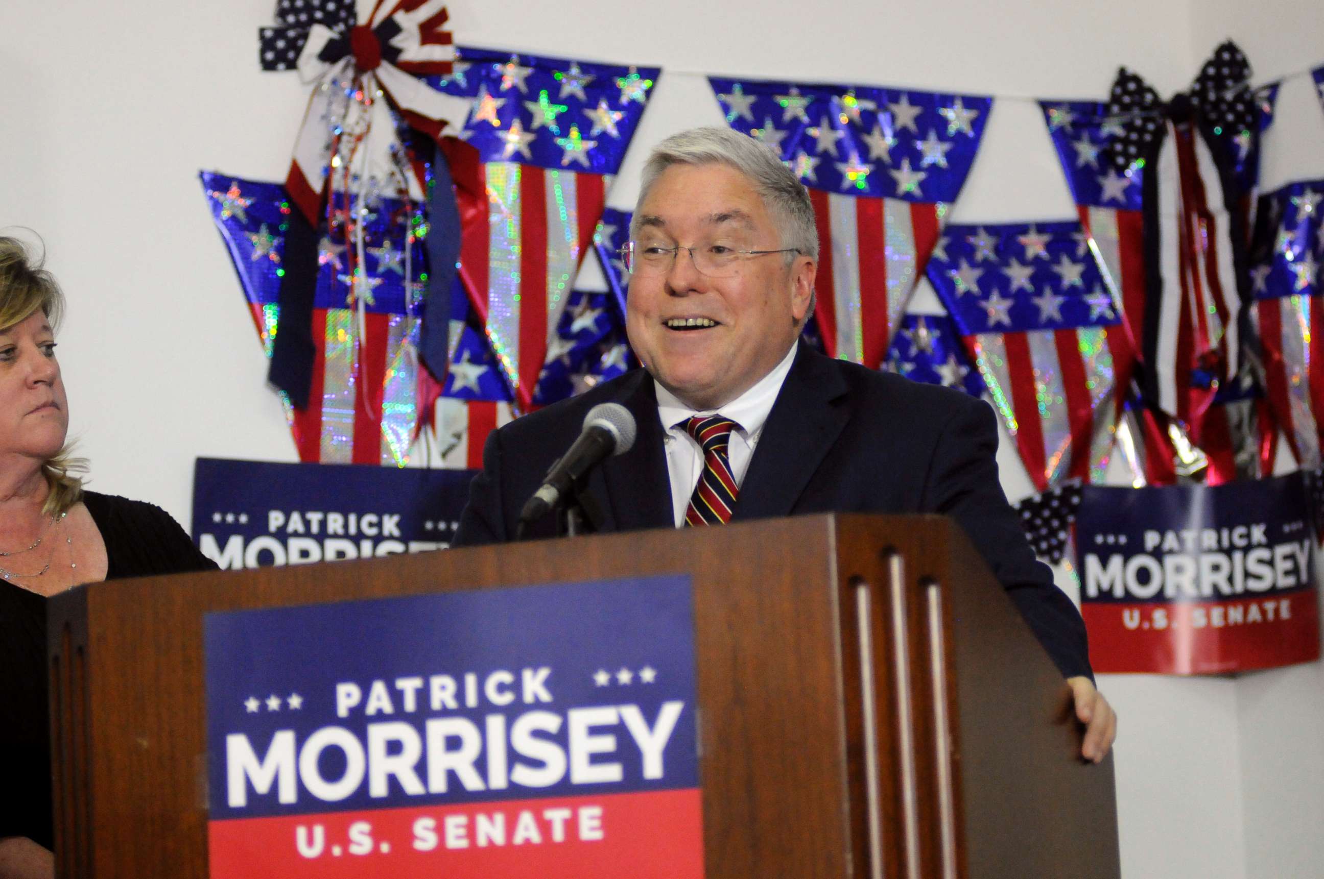 PHOTO: West Virginia Attorney General Patrick Morrisey, as he speaks at his campaign headquarters, May 8, 2018, in Kearnesville, W.Va. 
