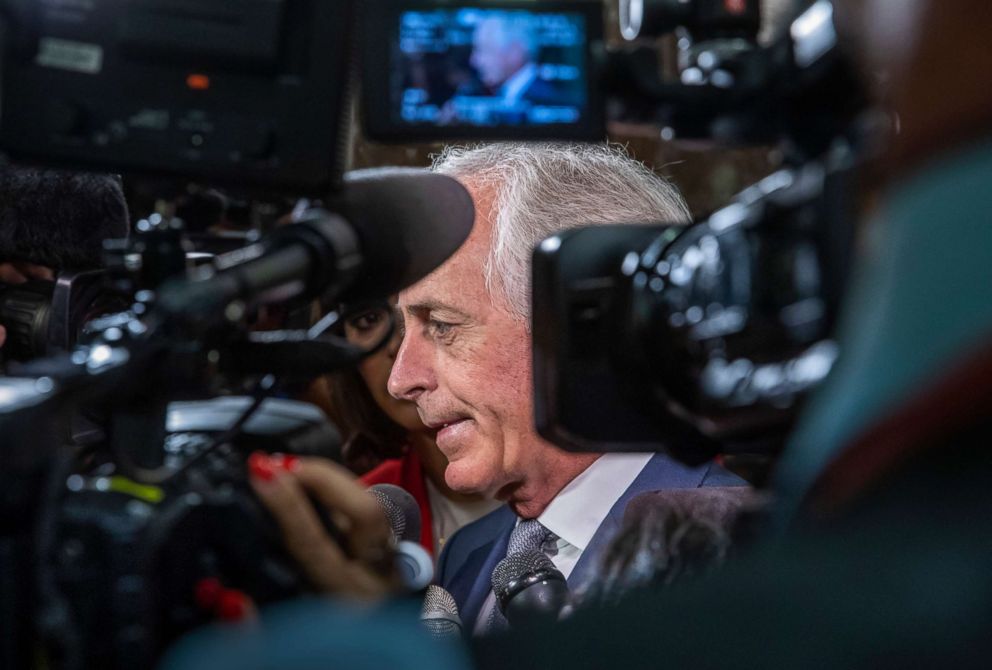 PHOTO: Senate Foreign Relations Committee Chairman Sen. Bob Corker comments on Supreme Court nominee Brett Kavanaugh on Capitol Hill in Washington, Sept. 18, 2018.