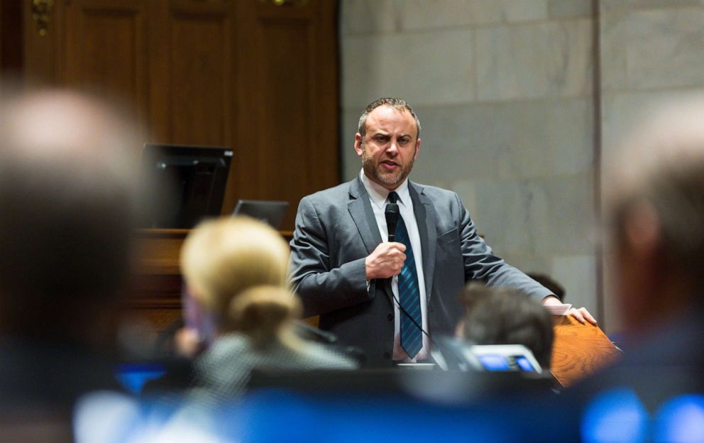 PHOTO: Wisconsin Representative Gordon Hintz (D-Oshkosh) addresses the Assembly during a contentious legislative session, Dec. 4, 2018 in Madison, Wis.