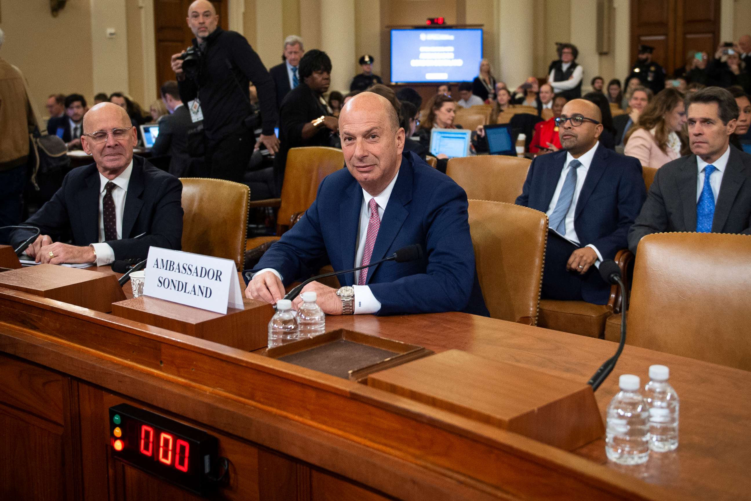 PHOTO: In this Nov. 20, 2019, file photo, Gordon Sondland, U.S. ambassador to the European Union, arrives to testify before the House Intelligence Committee during a hearing on the impeachment inquiry of President Trump in Washington, D.C.