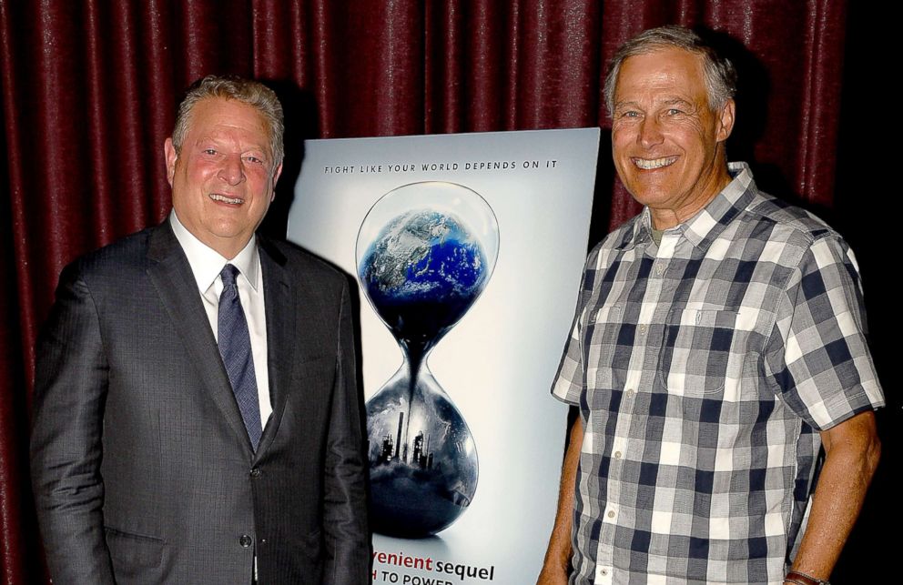 PHOTO: Former Vice President Al Gore and Governor of Washington Jay Inslee attend a special screening of "An Inconvenient Sequel: Truth to Power" at SIFF Cinema, July 30, 2017, in Seattle. 