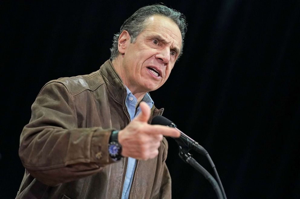 In this Wednesday, Feb. 24, 2021, file photo, New York Gov. Andrew Cuomo speaks during a press conference.