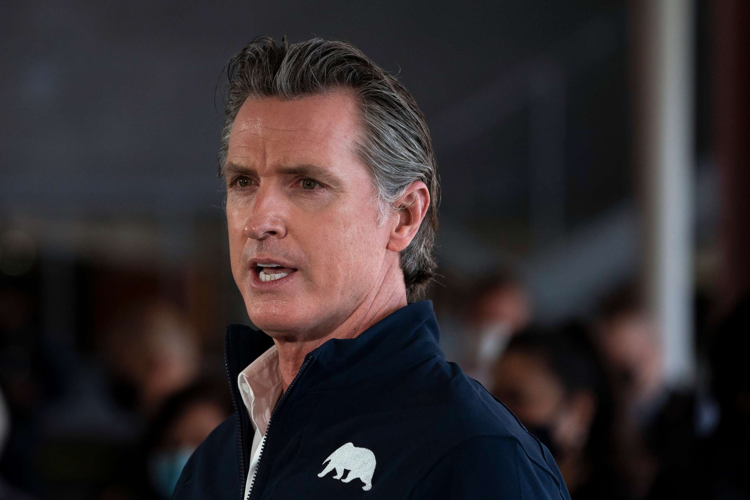 PHOTO: FILE - In this Feb. 16, 2021, file photo, California Gov. Gavin Newsom speaks during a news conference on the campus of the California State University of Los Angeles in Los Angeles. 