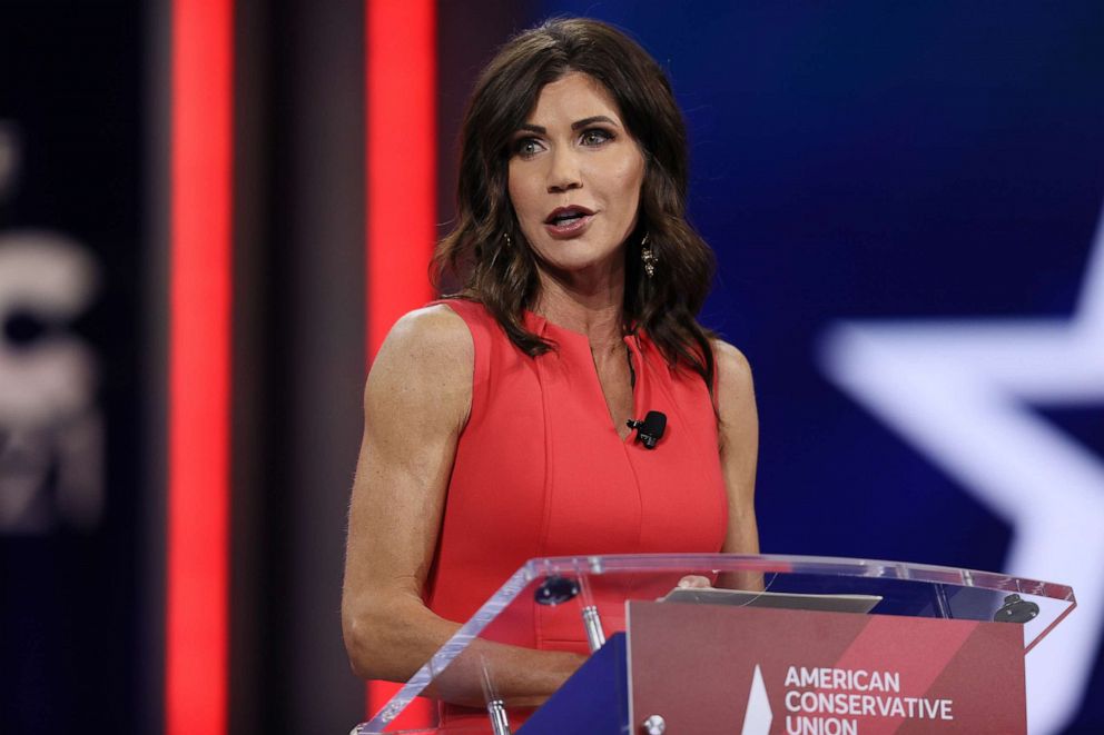 PHOTO: South Dakota Gov. Kristi Noem addresses the Conservative Political Action Conference held in the Hyatt Regency on Feb. 27, 2021, in Orlando, Fla.