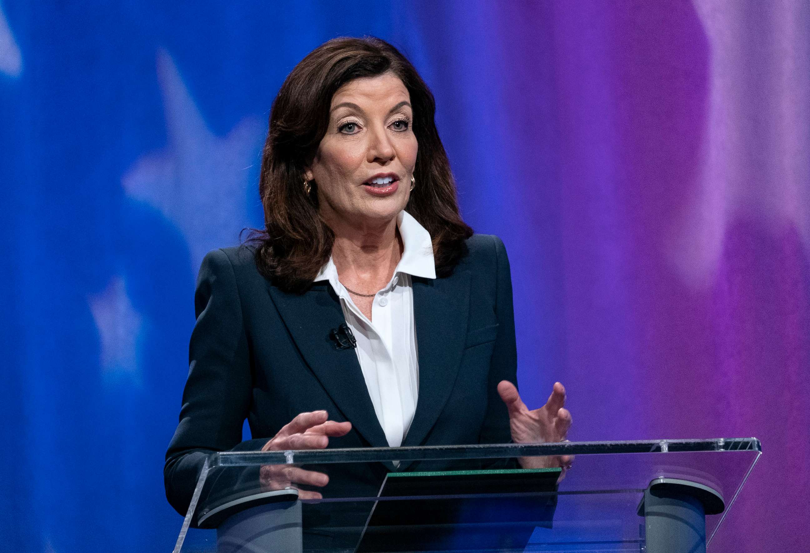 PHOTO: Gov. Kathy Hochul debates in the race for governor in New York, June 16, 2022.