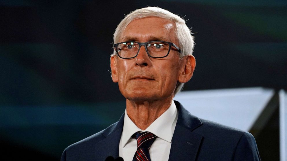 PHOTO: Wisconsin Governor Tony Evers waits to speak on the third day of the Democratic National Convention at the Wisconsin Center in Milwaukee, Aug. 19, 2020.